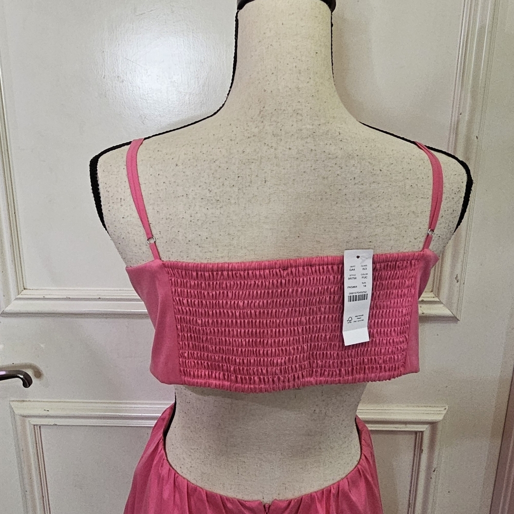 J.Crew Pink Bow-Front Midaxi Dress With Cut-Out Smocked Back,Size 18,NWT - Picture 6 of 16
